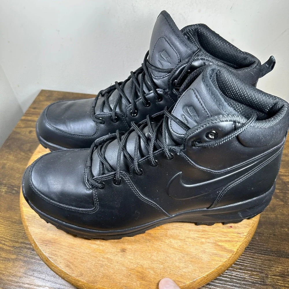 Nike Manoa Black Leather Mid Top Winter Boots Mens Size 14 454350-003
